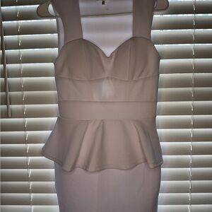 Honey and Rosie Cream Peplum Mini Dress